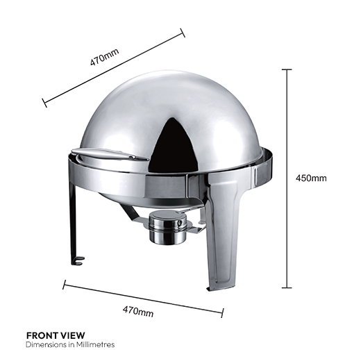 Quattro Round Roll Top Chafing Dish 6 Litre Stainless Steel
