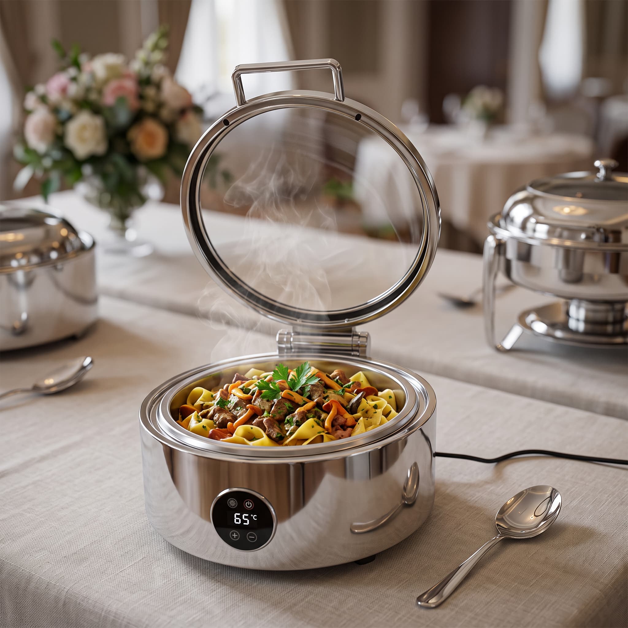 Quattro 6L Round Waterless Chafer with Digital Control