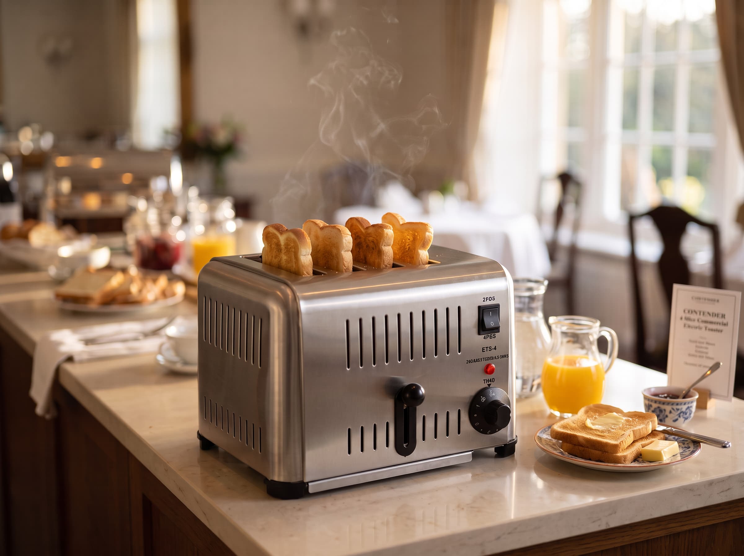 Contender 4 Slice Commercial Electric Toaster – Stainless Steel Body – Compact Countertop Design
