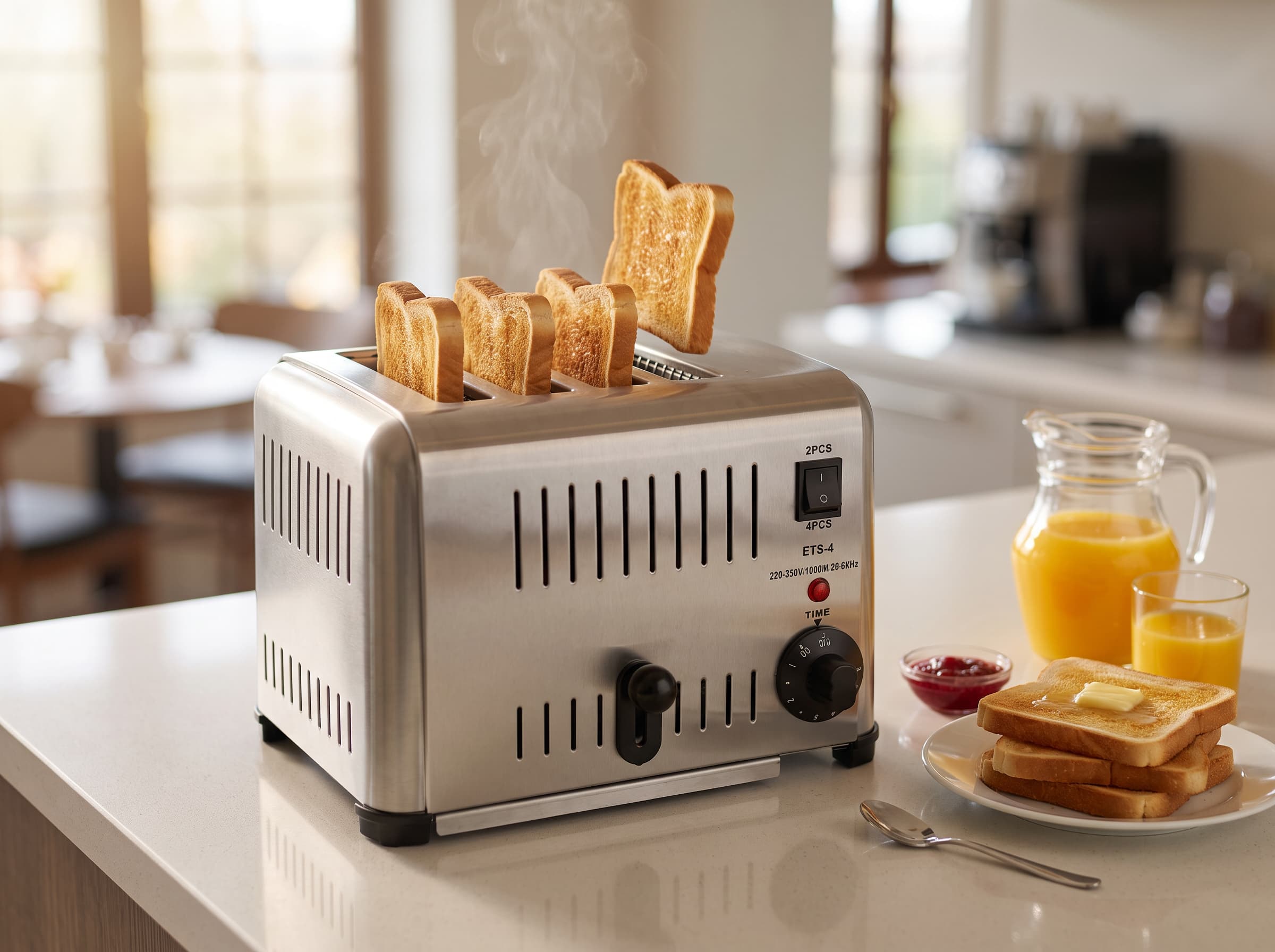 Contender 4 Slice Commercial Electric Toaster – Stainless Steel Body – Compact Countertop Design