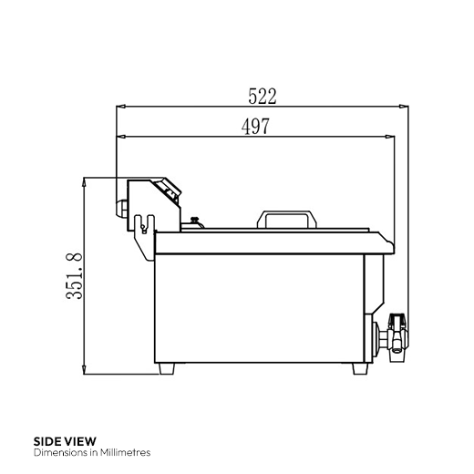 Quattro 13 Litre Tank Commercial Fryer With Drain Tap