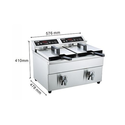 Gastrotek 2 x 8 Litre Energy Efficient Induction Catering Fryer With Drain Tap
