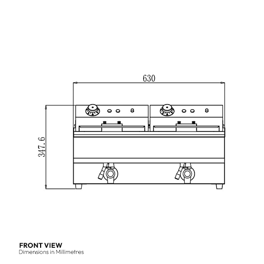 Quattro Electric Countertop Commercial Fryer Twin 12 Litre Tanks with Drain Taps