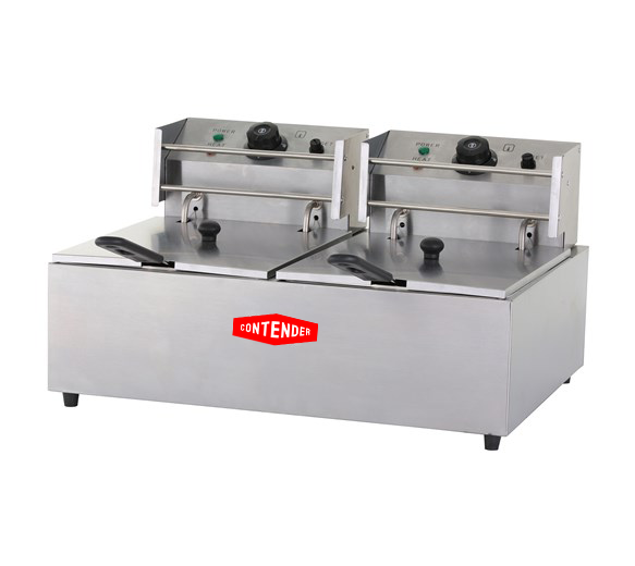 Contender 416mm Twin Tank Electric Fryer – 2 x 9L Countertop Commercial Fryer