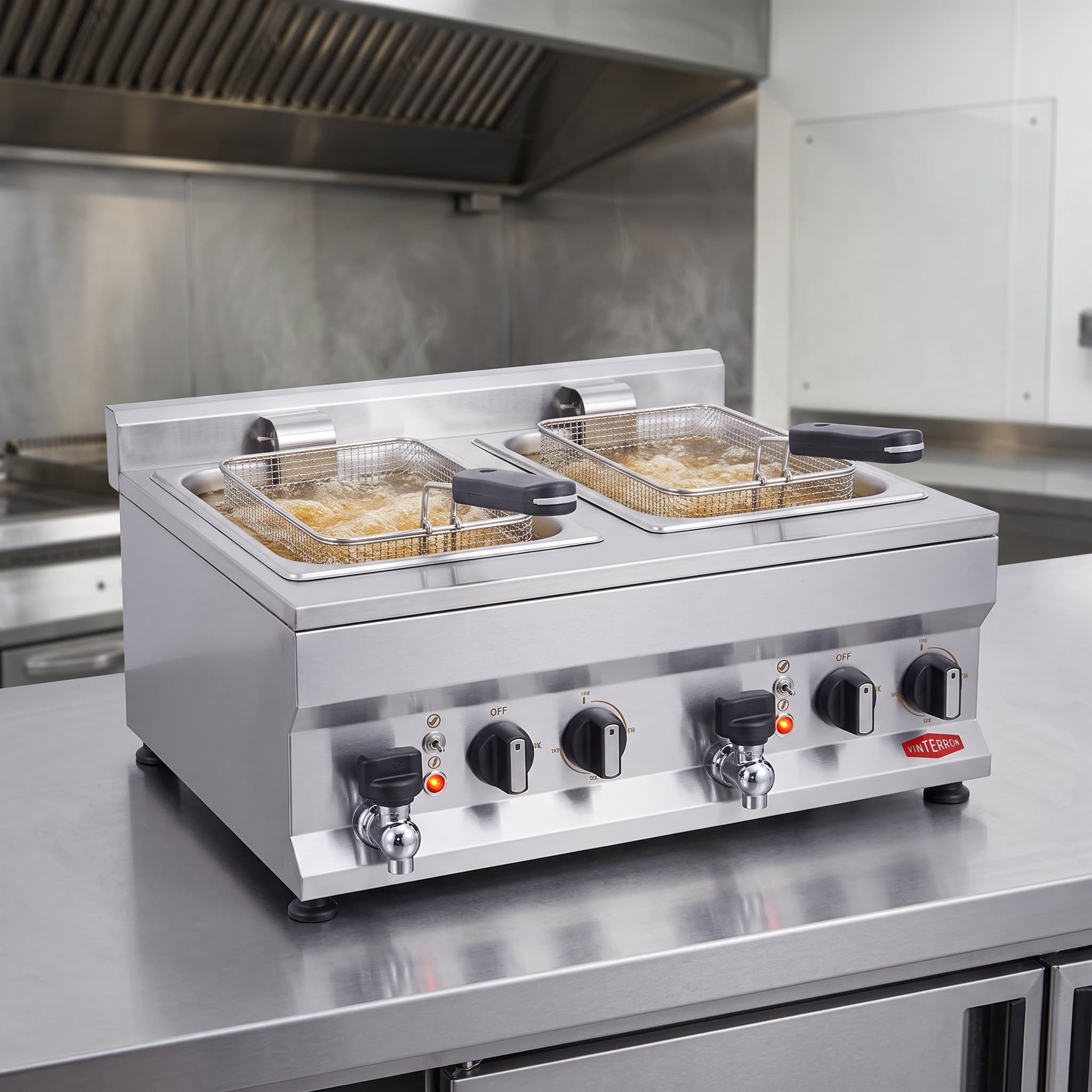 Contender 600mm Twin Tank Electric Fryer – Dual 10L Tanks for High-Volume Frying