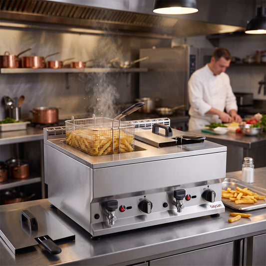 Contender 600mm Twin Tank Gas Fryer – Dual 12L Tanks for High-Volume Frying