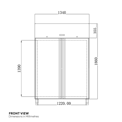 Contender 1200 Litre Double Door Stainless Steel Refrigerator with Castors