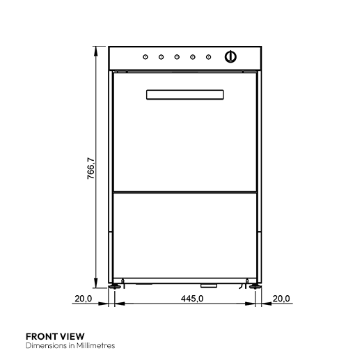 Contender PRO Commercial Glasswasher with Drain Pump, 400mm Basket