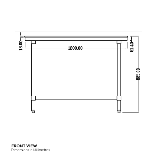 Quattro Stainless Steel 1200mm Centre Prep Table with PE Chopping Board