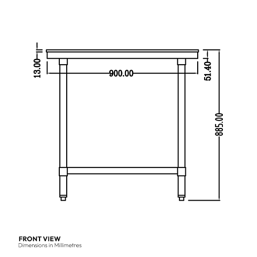 Quattro Stainless Steel 900mm Centre Prep Table with PE Chopping Board