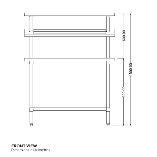 Quattro 1200mm Wide Stainless Steel Chef's Food Prep Table with GN Pan Holder
