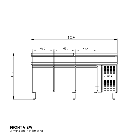Contender 3 Door Refrigerated Prep Counter (11 × 1/3 GN) – Professional Food Prep & Chilled Storage