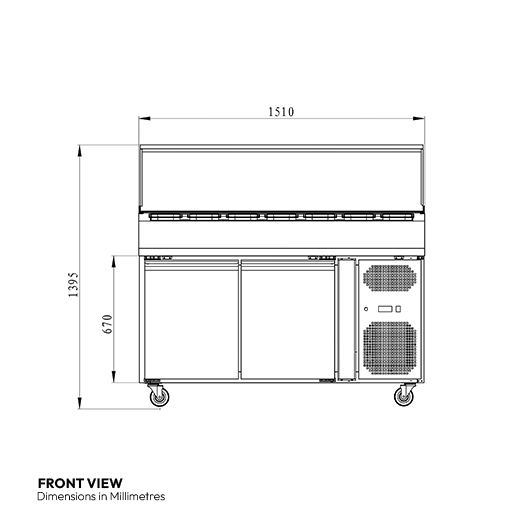 Contender 2 Door Refrigerated Prep Counter (800mm Deep Solid Top) – Versatile Kitchen Prep & Chilled Storage