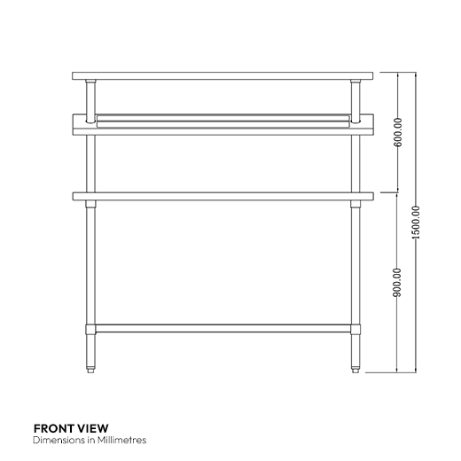 Quattro 1500mm Wide Stainless Steel Chef's Food Prep Table with GN Pan Holder