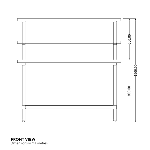 Quattro 1500mm Wide Stainless Steel Chef's Food Prep Table with Overshelves