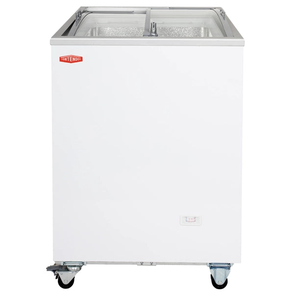 GRADE 3 - Contender 187 Litre Ice Cream Freezer Curved Sliding Glass Lid