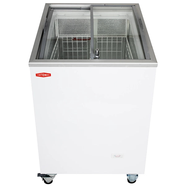 GRADE 3 - Contender 187 Litre Ice Cream Freezer Curved Sliding Glass Lid
