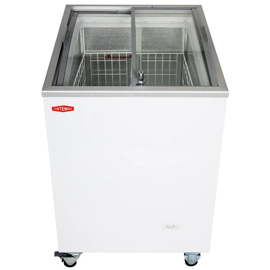 GRADE 3 - Contender 187 Litre Ice Cream Freezer Curved Sliding Glass Lid