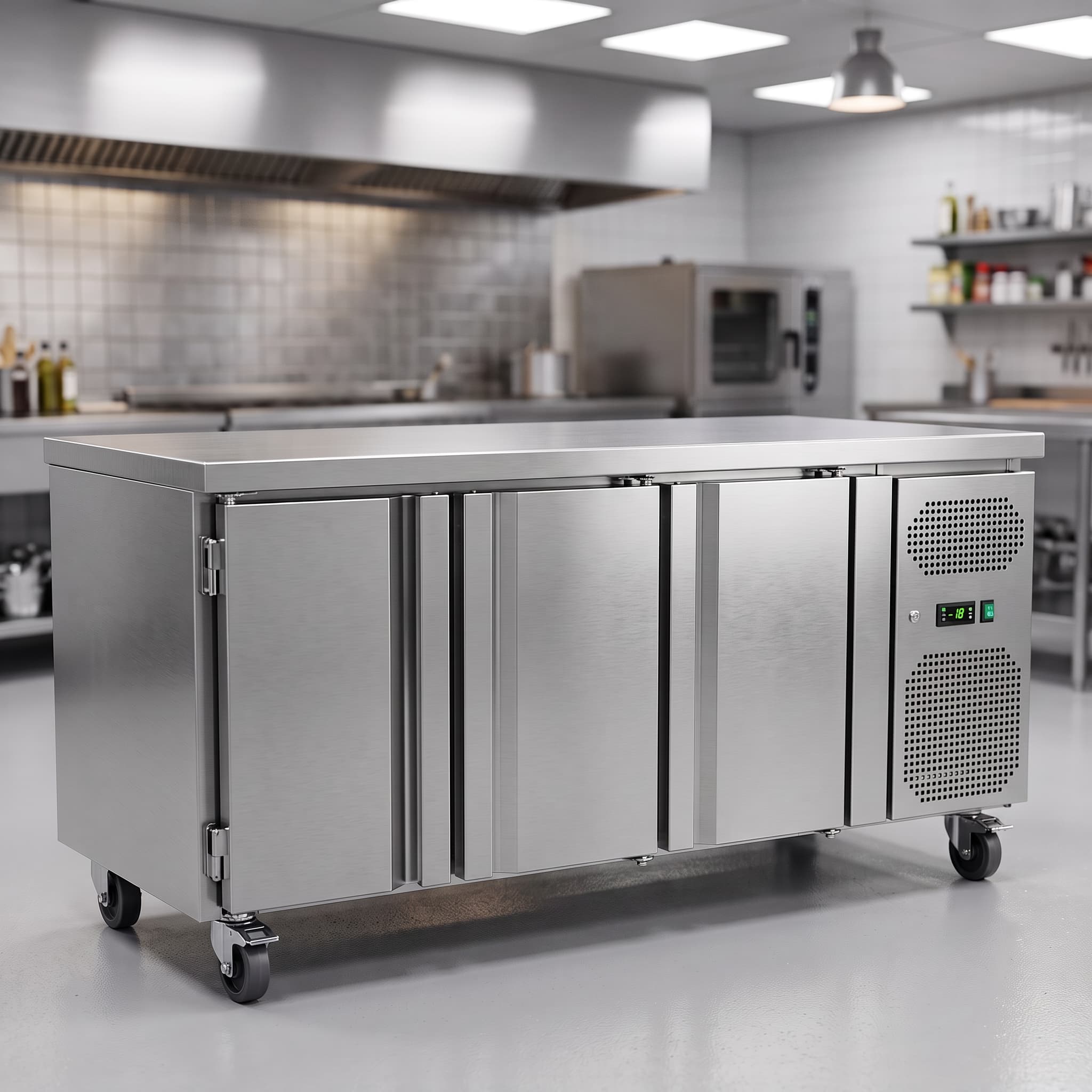 Contender 3 Door Freezer Prep Counter – 700mm Deep with Castors