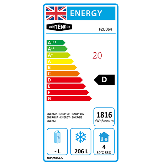 Contender White Upright Freezer - 400L Capacity - Ventilated