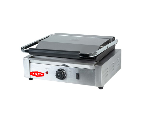 Contender 395mm Single Panini Press (Ribbed Top & Flat Base) – Versatile Grilling & Fast Service