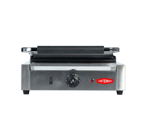 Contender 395mm Single Panini Press (Ribbed Top & Bottom Plates) – Heavy Duty Grilling & Fast Service