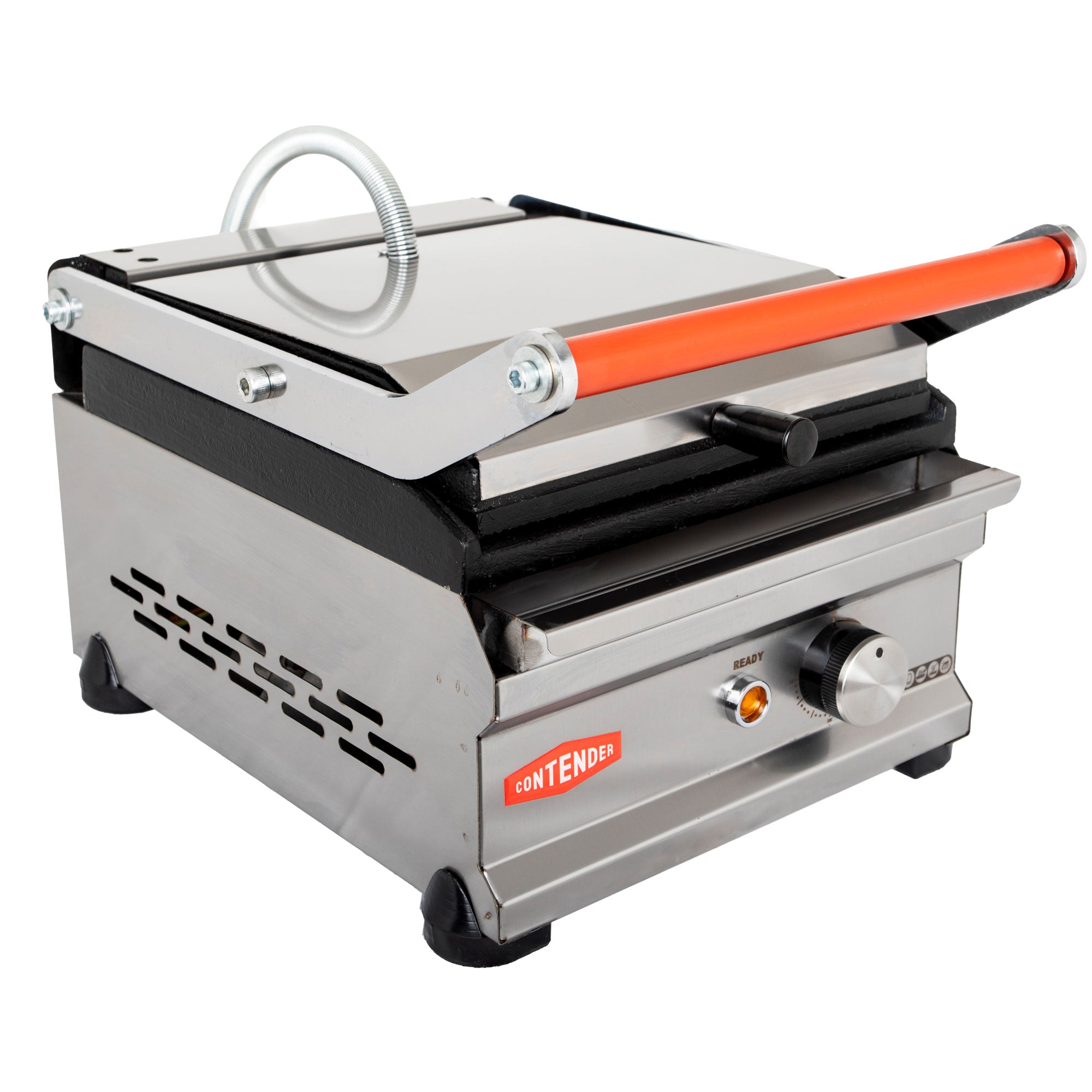 Contender 395mm Single Panini Press (Ribbed Top & Bottom Plates) – All-Over Grill Marks & Fast Service