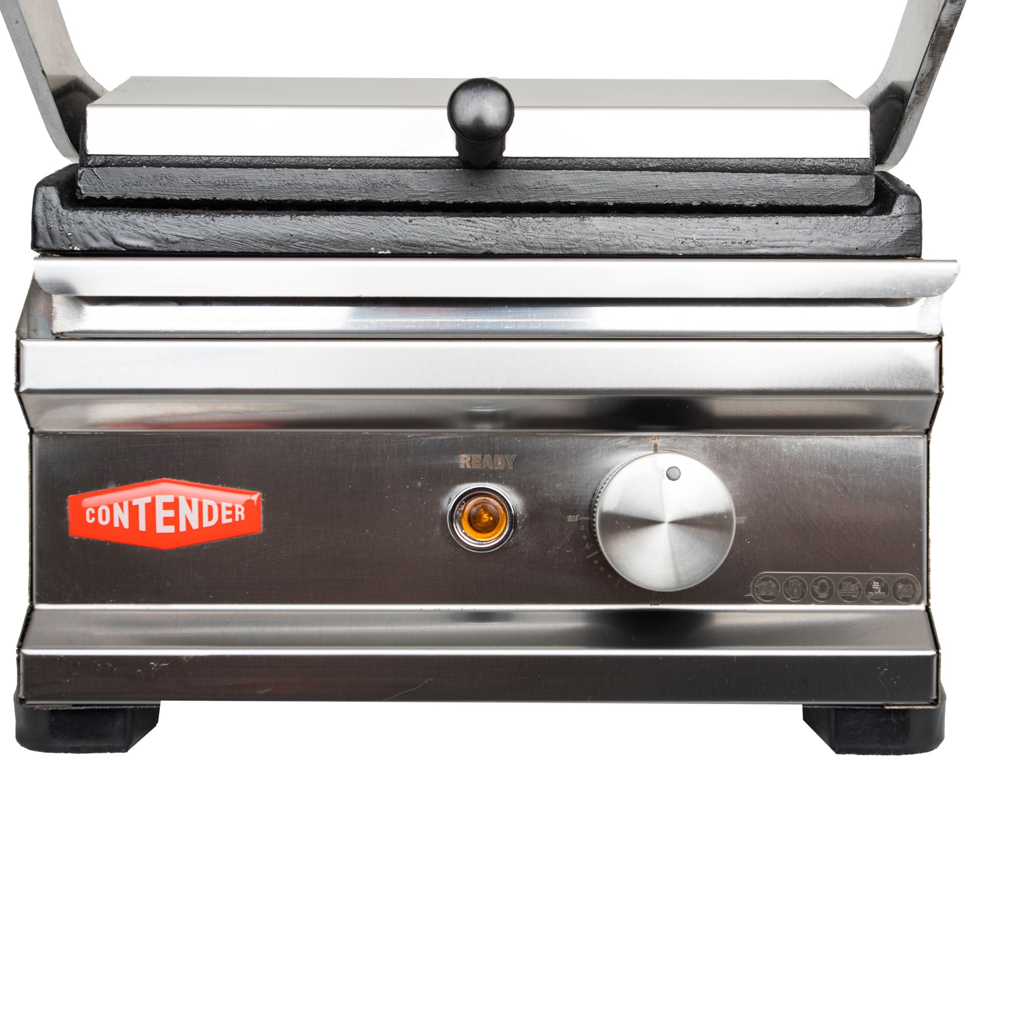 Contender 395mm Single Panini Press (Ribbed Top & Bottom Plates) – All-Over Grill Marks & Fast Service