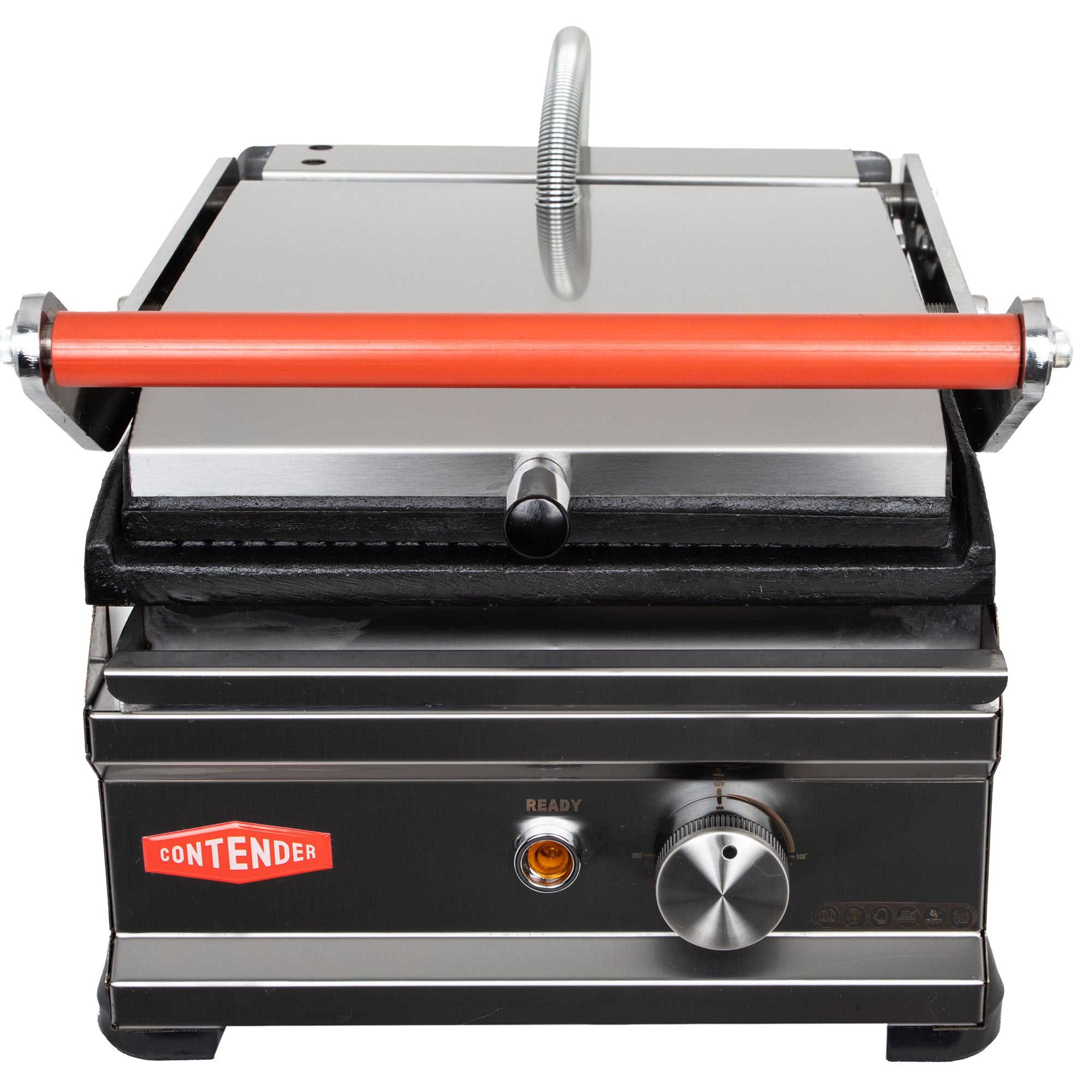 Contender 395mm Single Panini Press (Ribbed Top & Bottom Plates) – All-Over Grill Marks & Fast Service