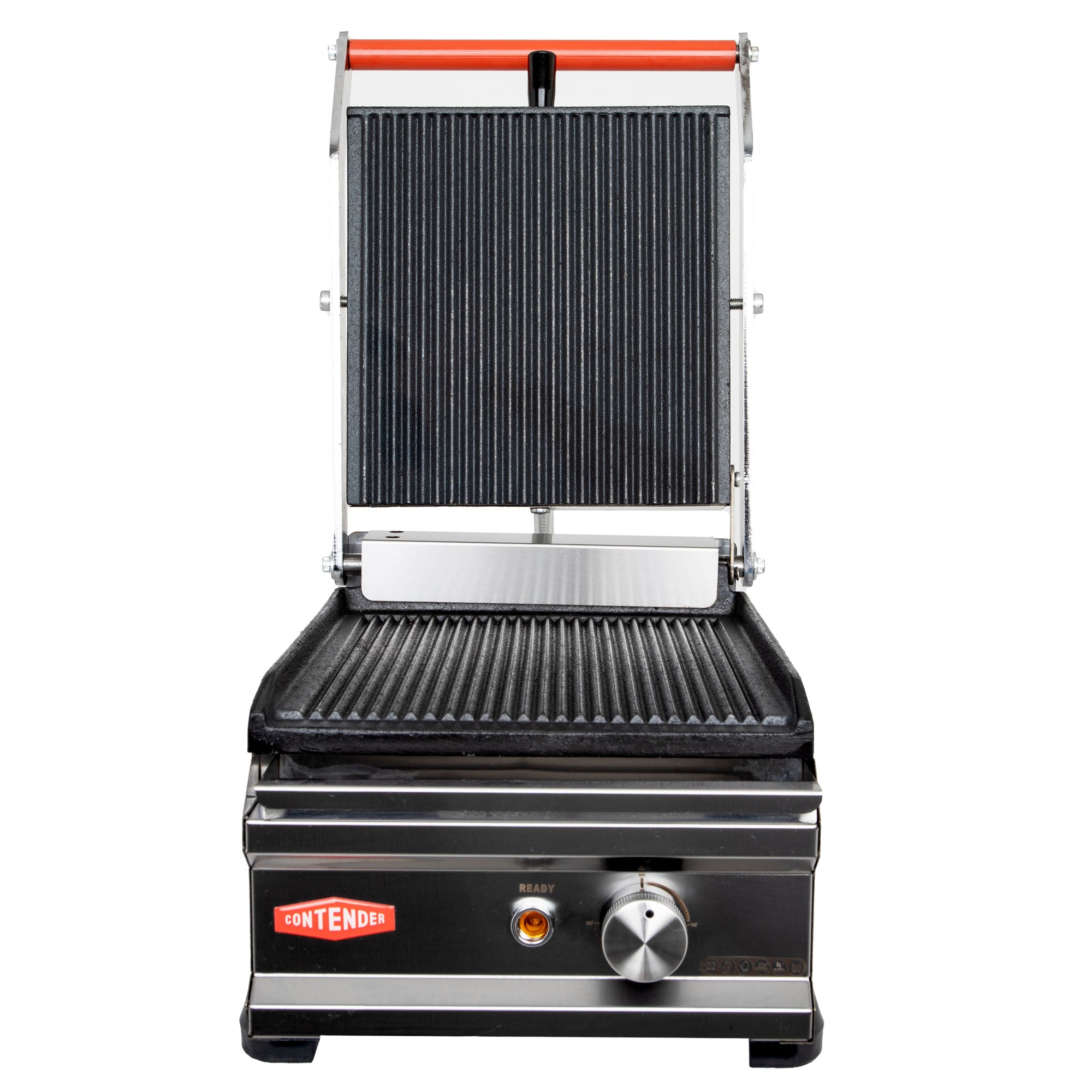 Contender 395mm Single Panini Press (Ribbed Top & Bottom Plates) – All-Over Grill Marks & Fast Service
