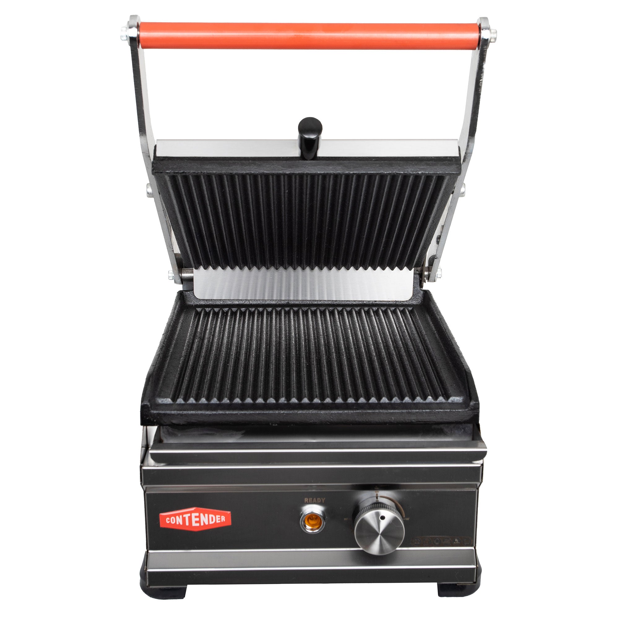 Contender 395mm Single Panini Press (Ribbed Top & Bottom Plates) – All-Over Grill Marks & Fast Service