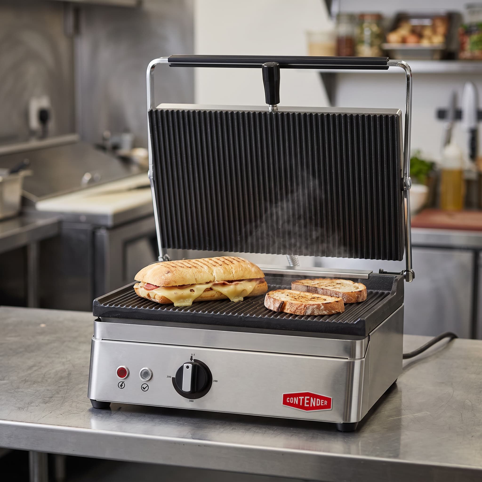Contender Wide Panini Press - Ribbed Top and Base