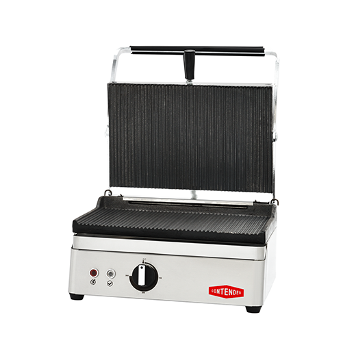 Contender Wide Panini Press - Ribbed Top, Flat Base