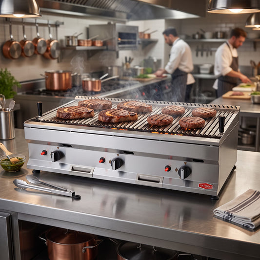 Contender 1000mm Gas Chargrill (Lava Rock) – Authentic Smoky Flavour & High-Volume Grilling