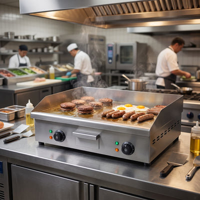 Contender 600mm Electric Griddle (Flat Plate & Dual Plug-In) – Fast Setup & Consistent Cooking Performance