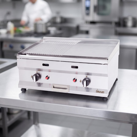 Contender 700mm Gas Griddle (Half Ribbed Plate) – High-Volume Dual-Surface Cooking & Superior Heat Retention