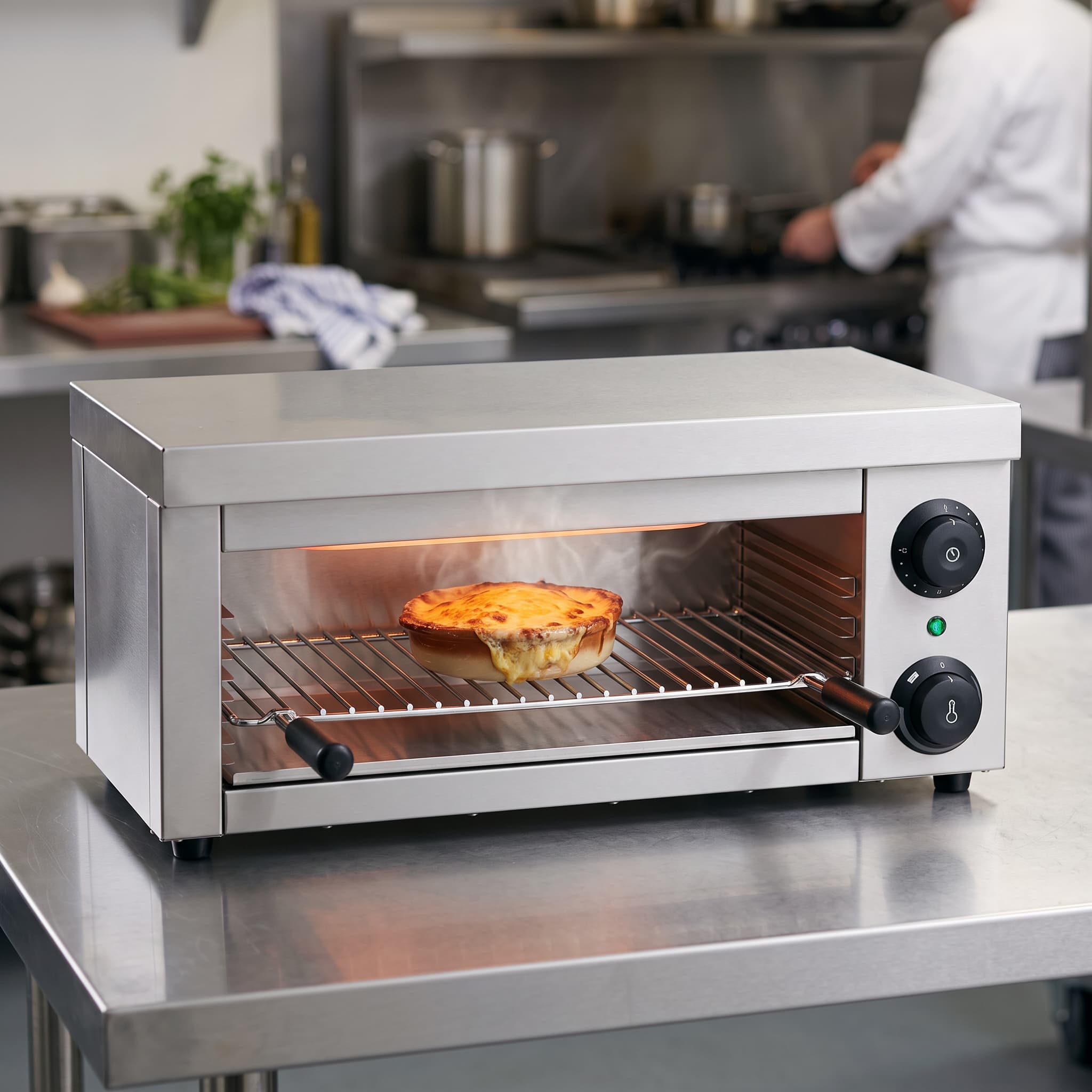 Contender 600mm Electric Salamander Grill (Adjustable Grid & 15-Min Timer) – Fast Finishing & Reliable Overhead Grilling