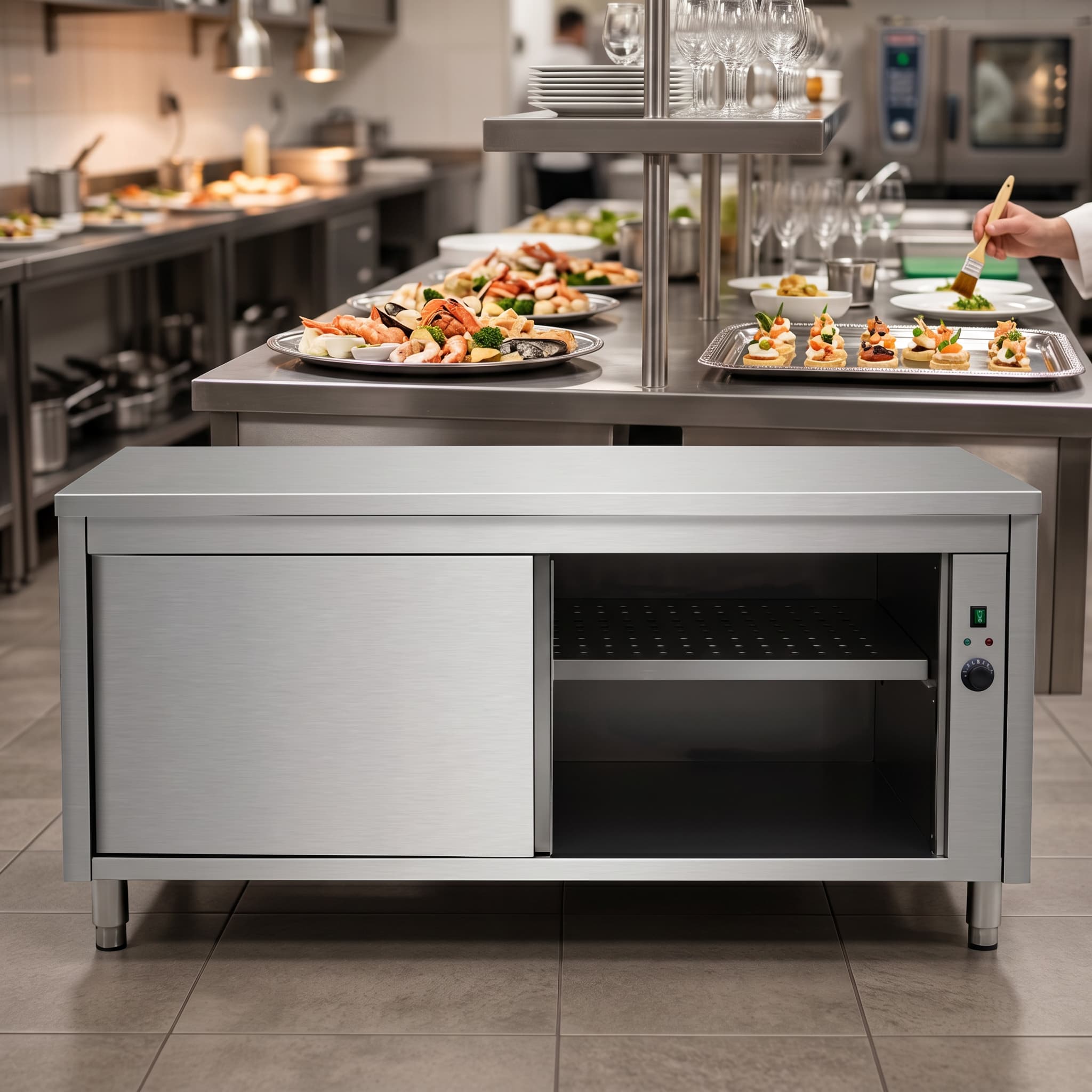 Quattro 1400mm Electric Hot Cupboard – Stainless Steel Plate Warmer