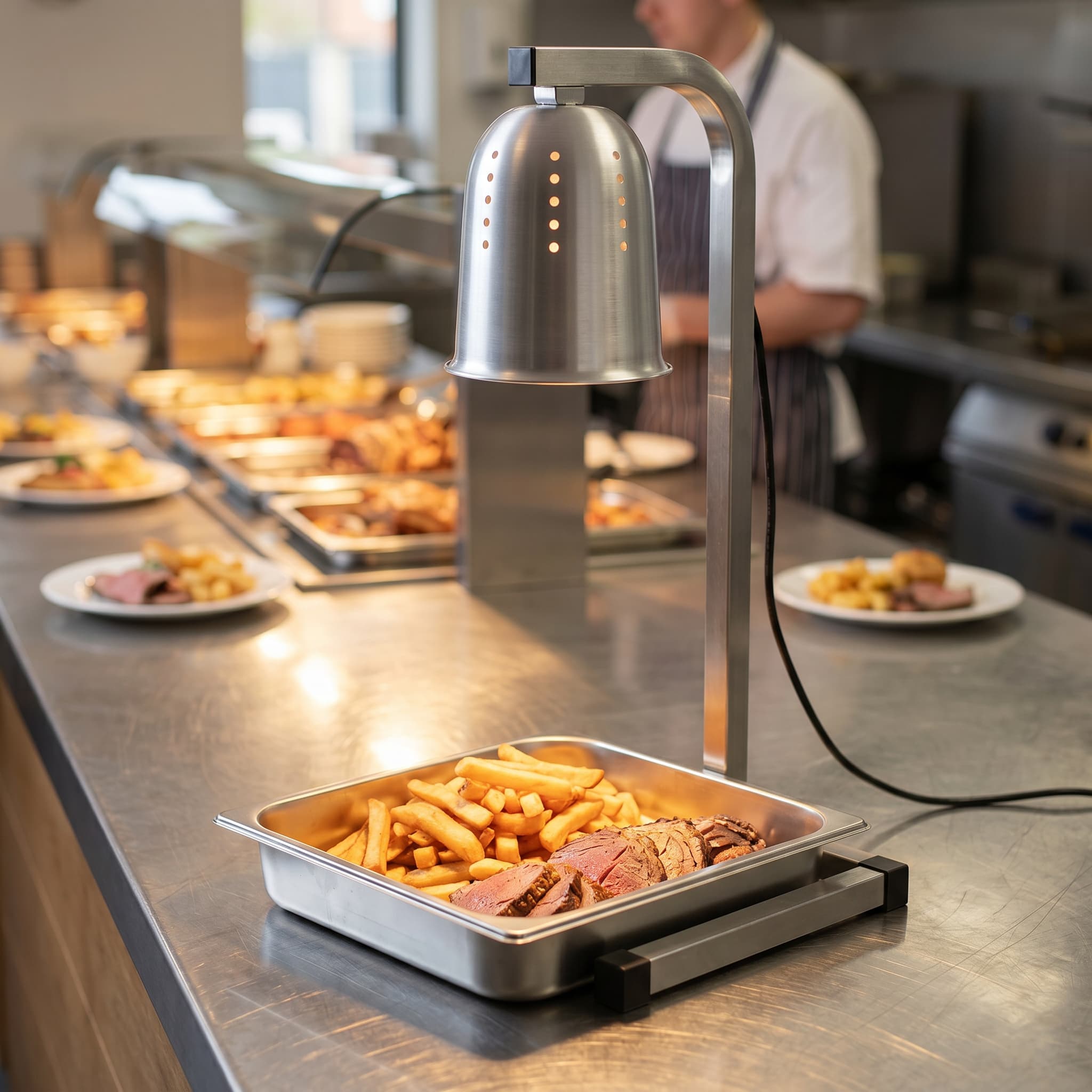 Contender Single Lamp Heated Display – 1/1 GN Base for Hot Food Presentation