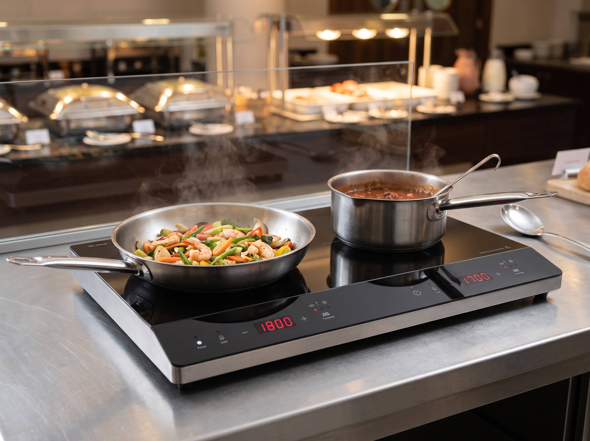 Contender 3kW Double Induction Hob – Two Independent Zones – Touch Control with Safety Lock