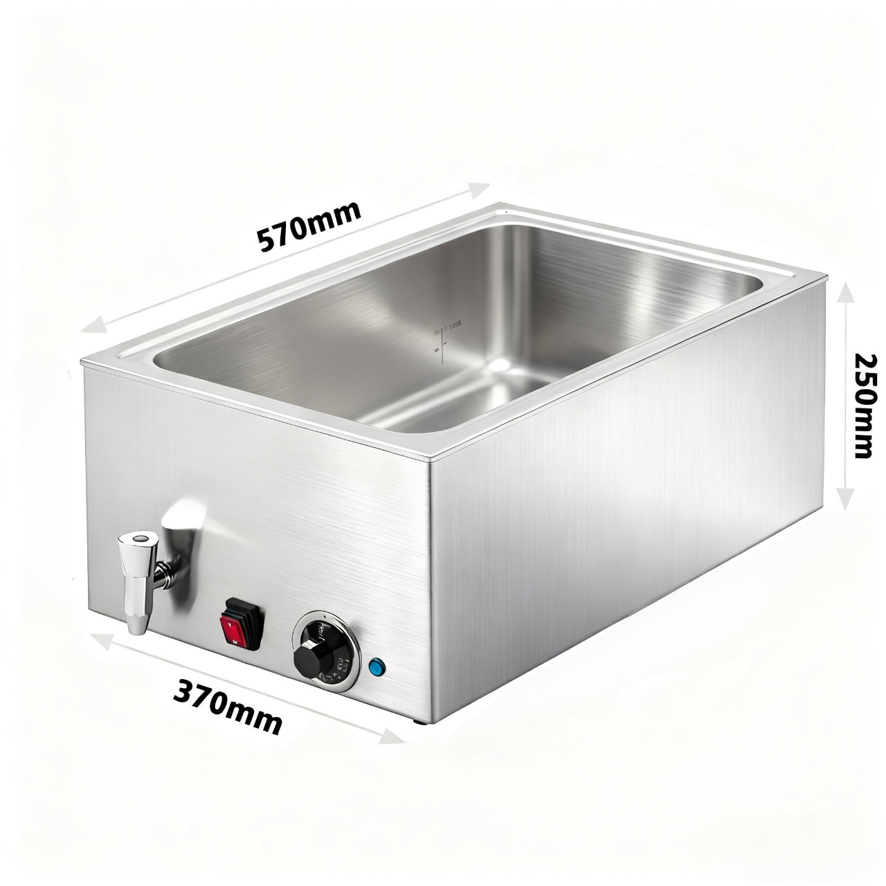 1/1 Size Wet Bain Marie with Drain Tap and 3 x 1/3 GN Pans & Lids