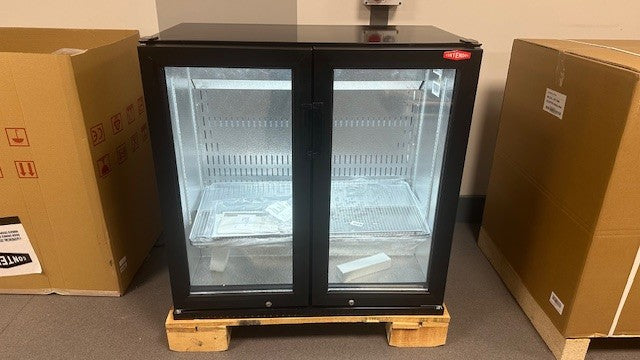 Premium Contender 216L Commercial Double Door Drinks Fridge - Hinged Doors