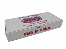 Case of 100 Medium Print Fish and Chips Box 'Traditional'