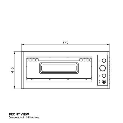 Contender Single Deck Pizza Oven (6 x 13", 3 Phase) - Brick Base for Perfect Heat Distribution and Even Cooking