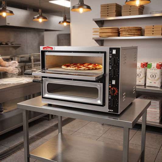 Contender Twin Deck 4T Pizza Oven (Single Phase) - Powerful Heating for Pizza Production