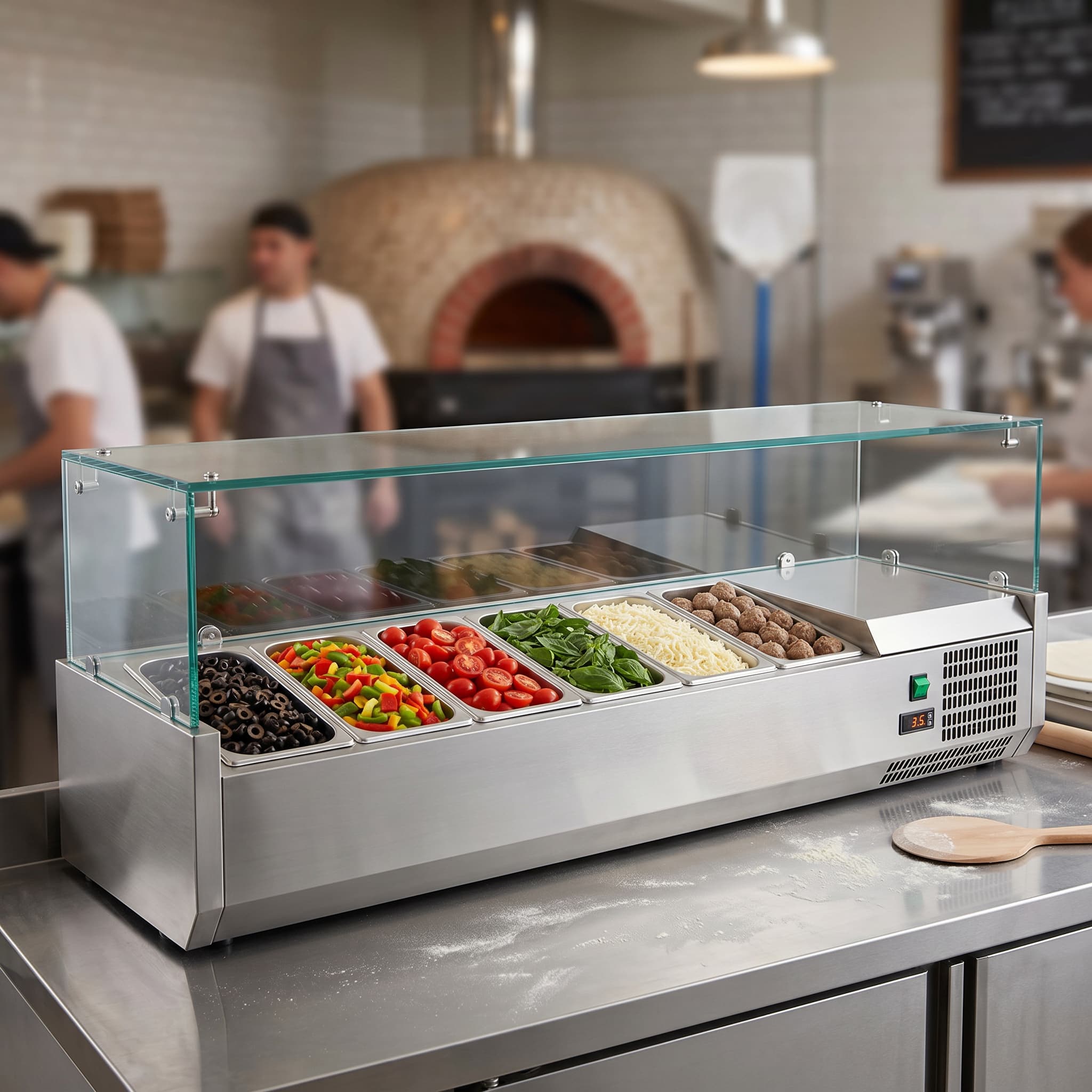 Contender 1400mm Wide Refrigerated Topping Unit - 6 x 1-4 GN Pans