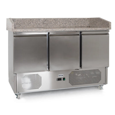 Contender 3 Door Refrigerated Prep Counter (Granite Top) – Premium Pizza Prep & Chilled Storage