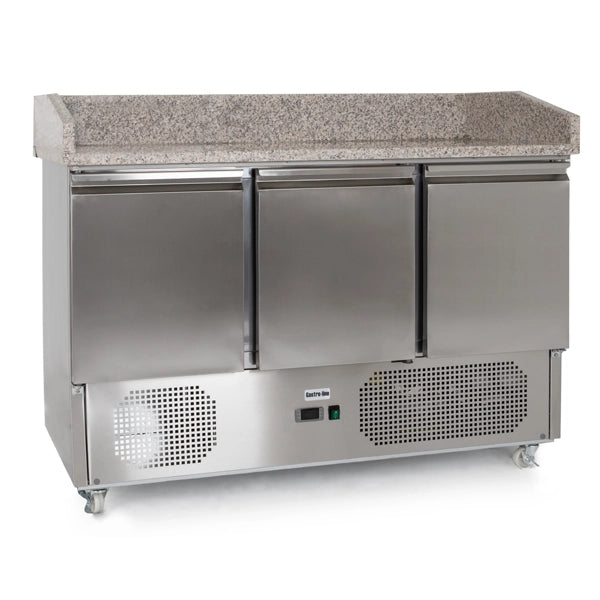 Contender Granite Top 3 Door Refrigerated Pizza Prep Counter 370L Capacity