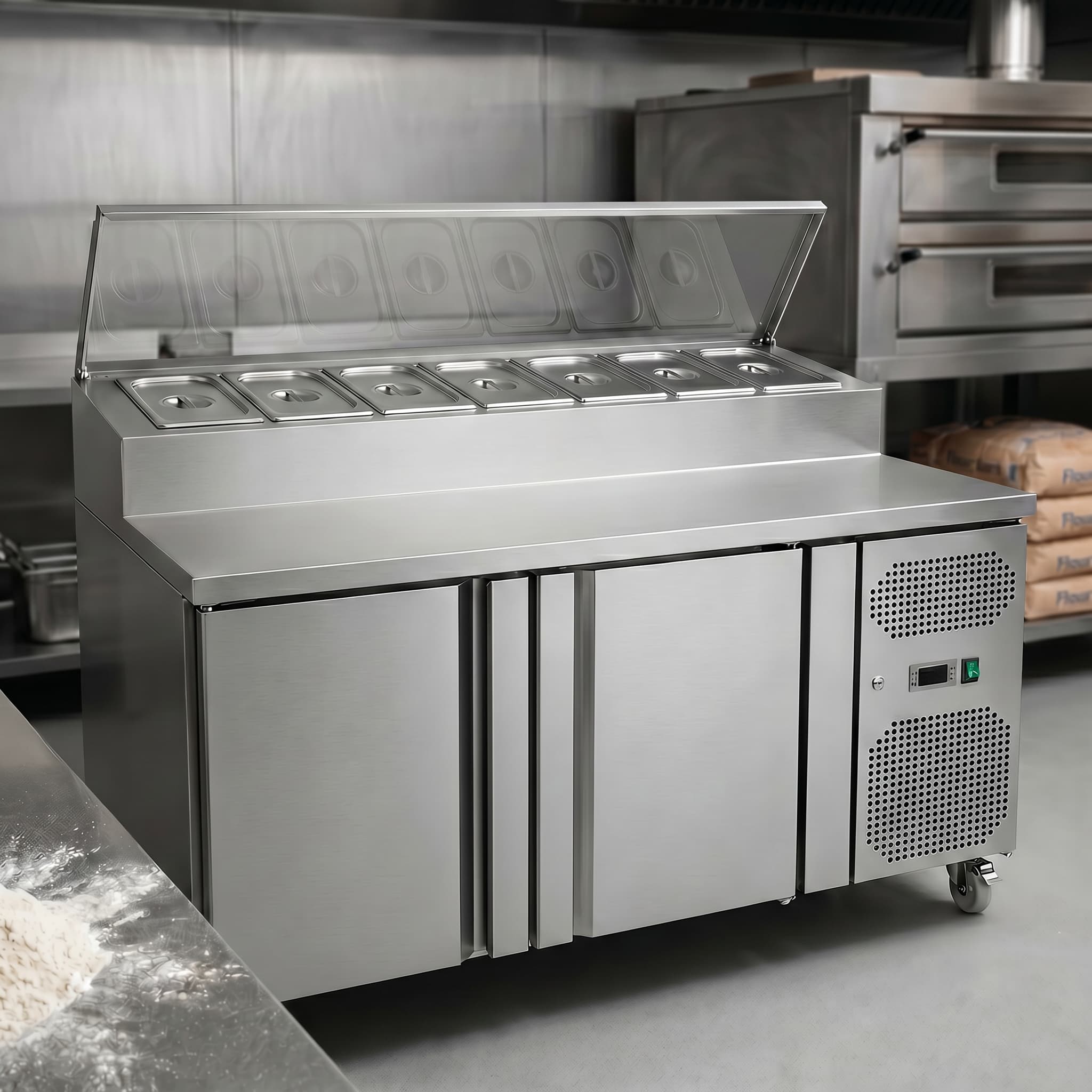 Contender 2 Door Refrigerated Prep Counter (7 × 1/4 GN) – Efficient Food Prep & Chilled Storage