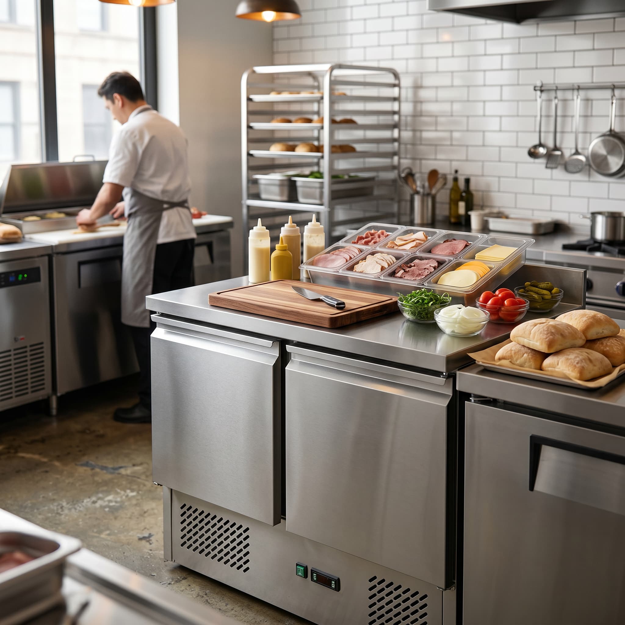 Contender 2 Door Refrigerated Prep Counter (Solid Steel Top) – Versatile Kitchen Prep & Chilled Storage